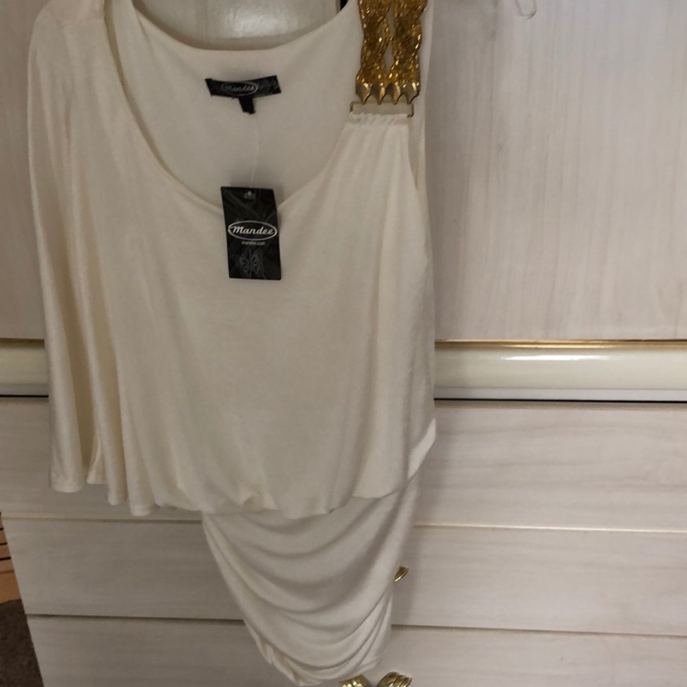 White one sleeve dress top
